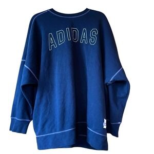Adidas Sweatshirt Navy Blue Crewneck Cozy 2X Cabincore Comfy Preppy Street